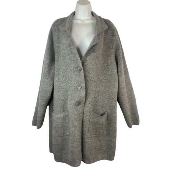 New Torrid Notched Collar Button Front Duster Sweater Coat in Grey sz 6 x plus - Picture 1 of 7